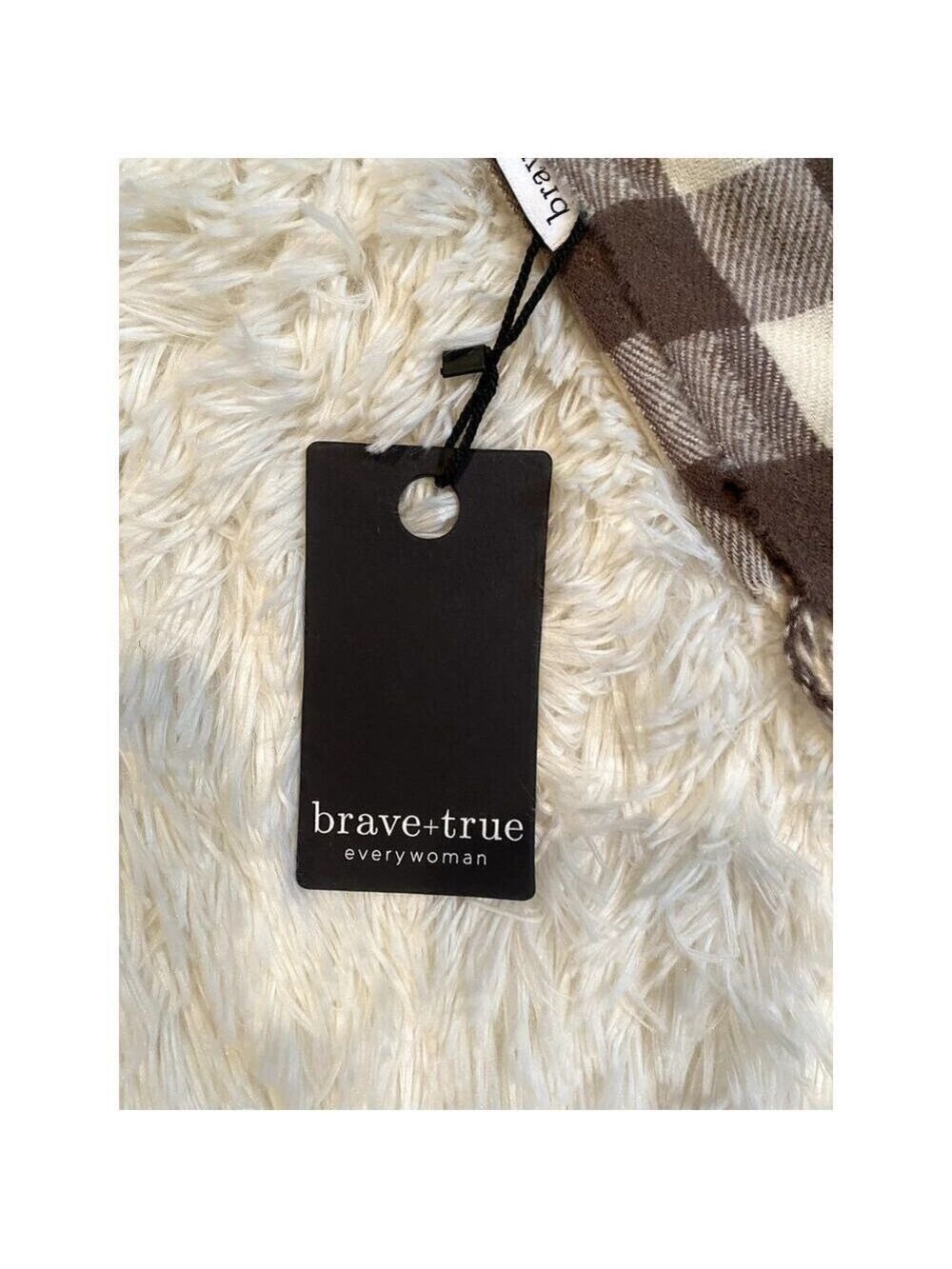 Brave + True Woodlands Brown & White Plaid Scarf - Size OS (NWT) - Picture 4 of 5